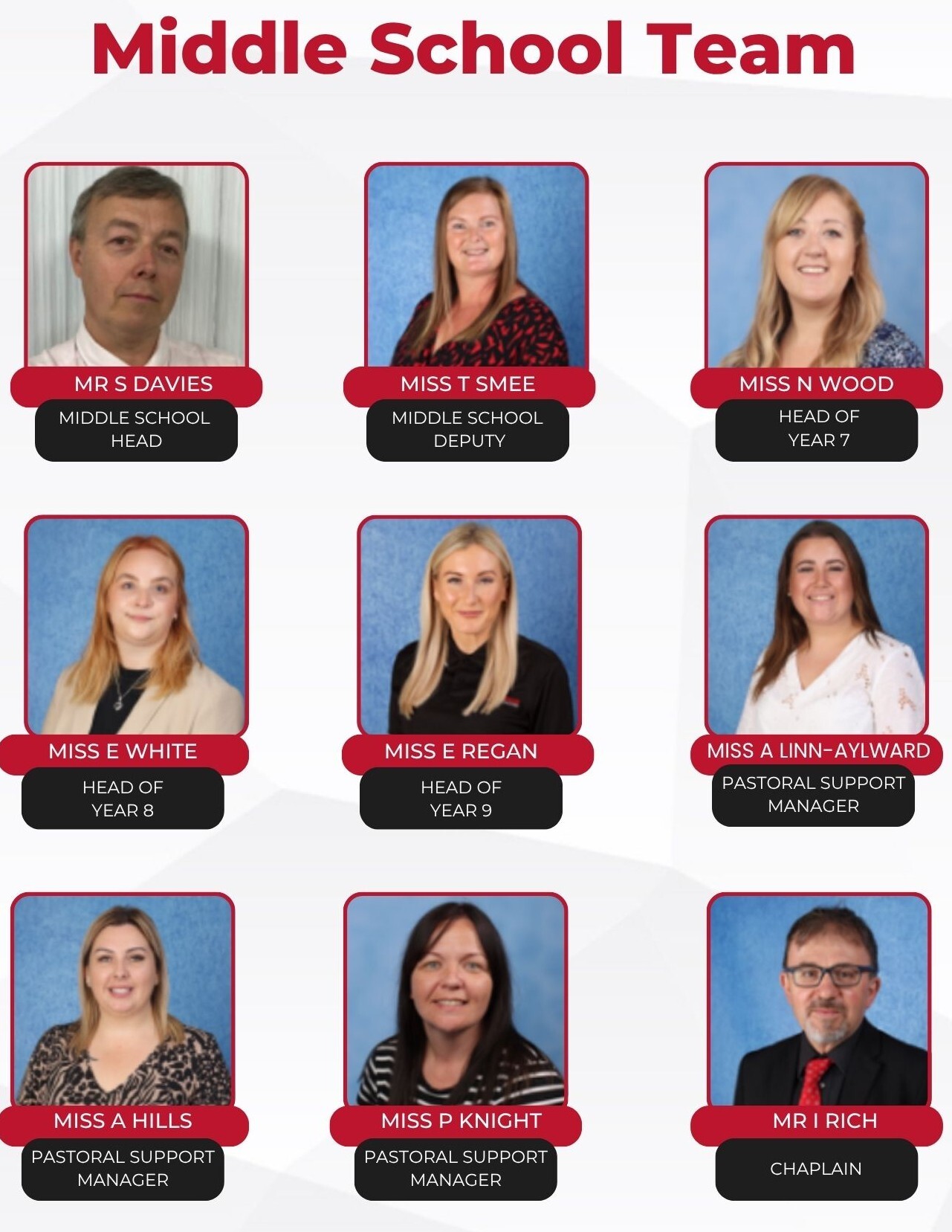 Meet the Team MIDDLE SCHOOL (A4)